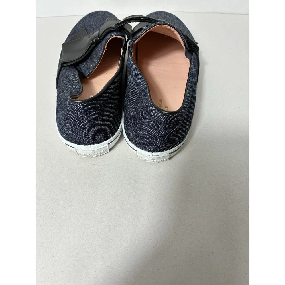 Kate Spade Slip On Loafers Sz 8.5 Chambray Bow Front Preppy Designer‎